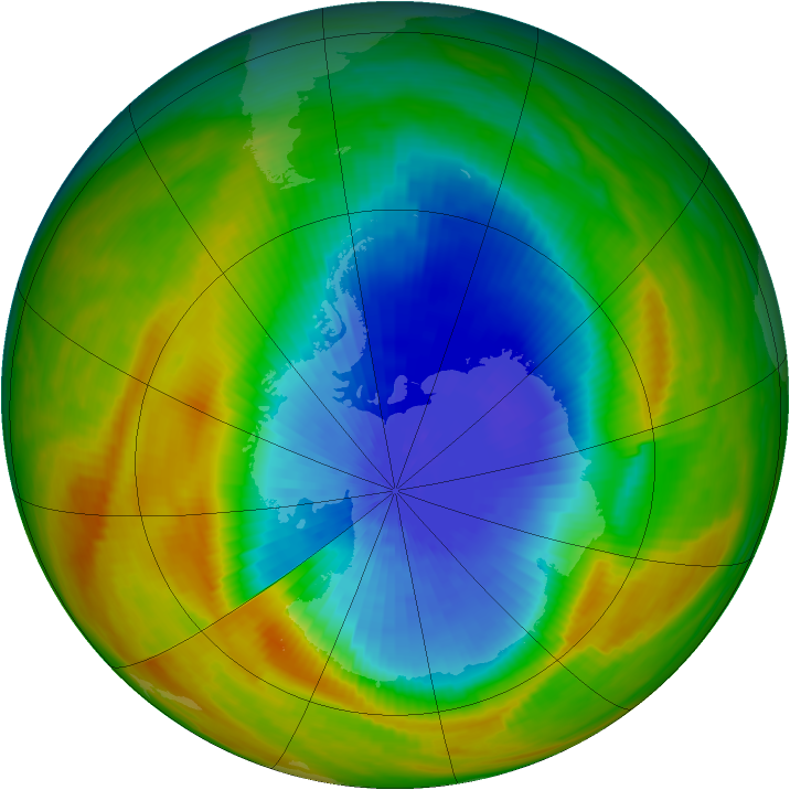 Antarctic ozone map for 05 October 1983